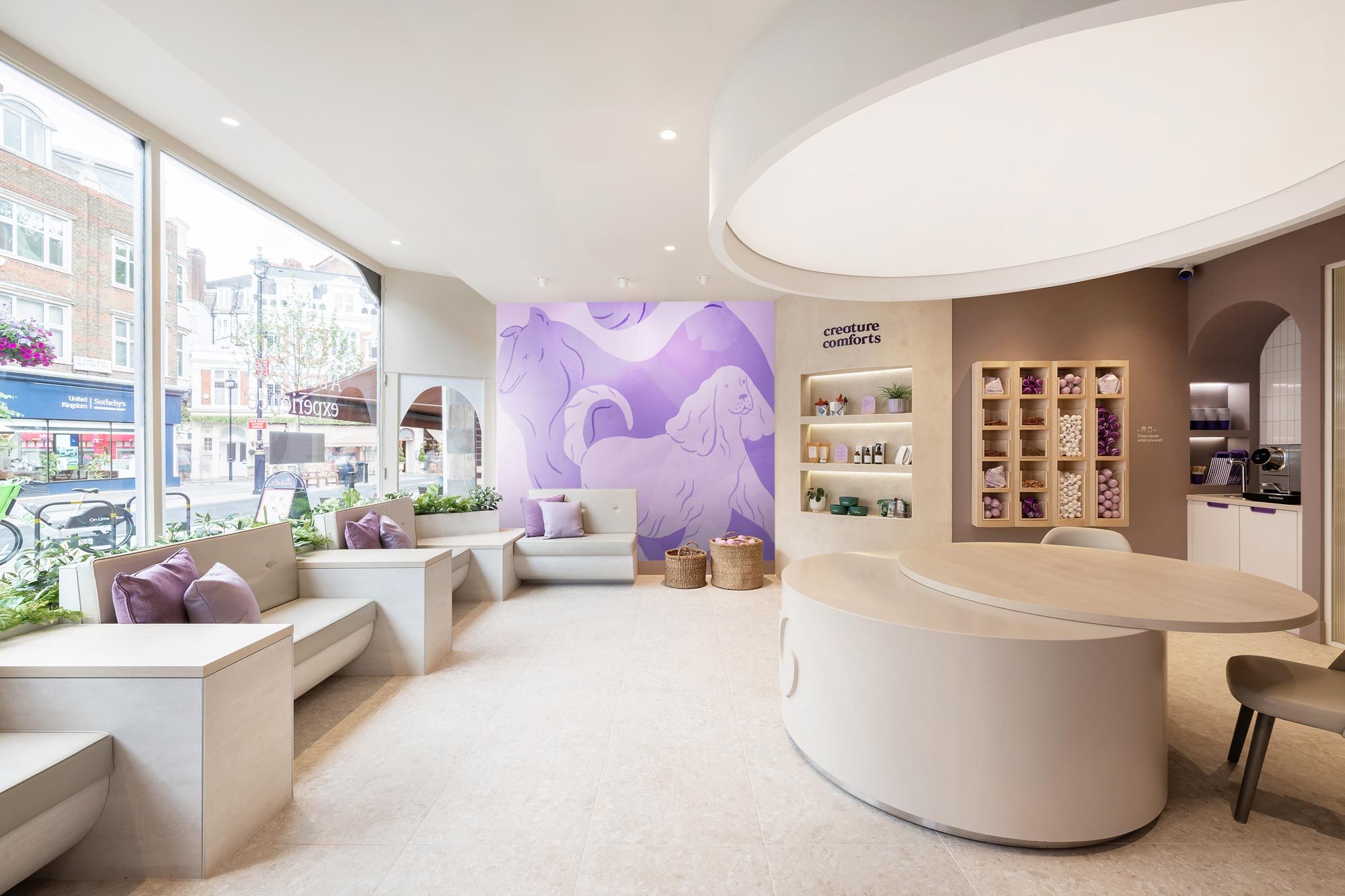 A bright interior view of Creature Comforts